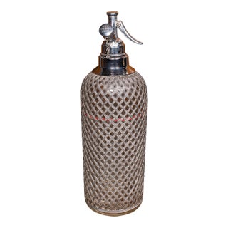Vintage Soda Syphon, English, Glass, Cocktail Bar Drinks Bottle, Mid Century For Sale