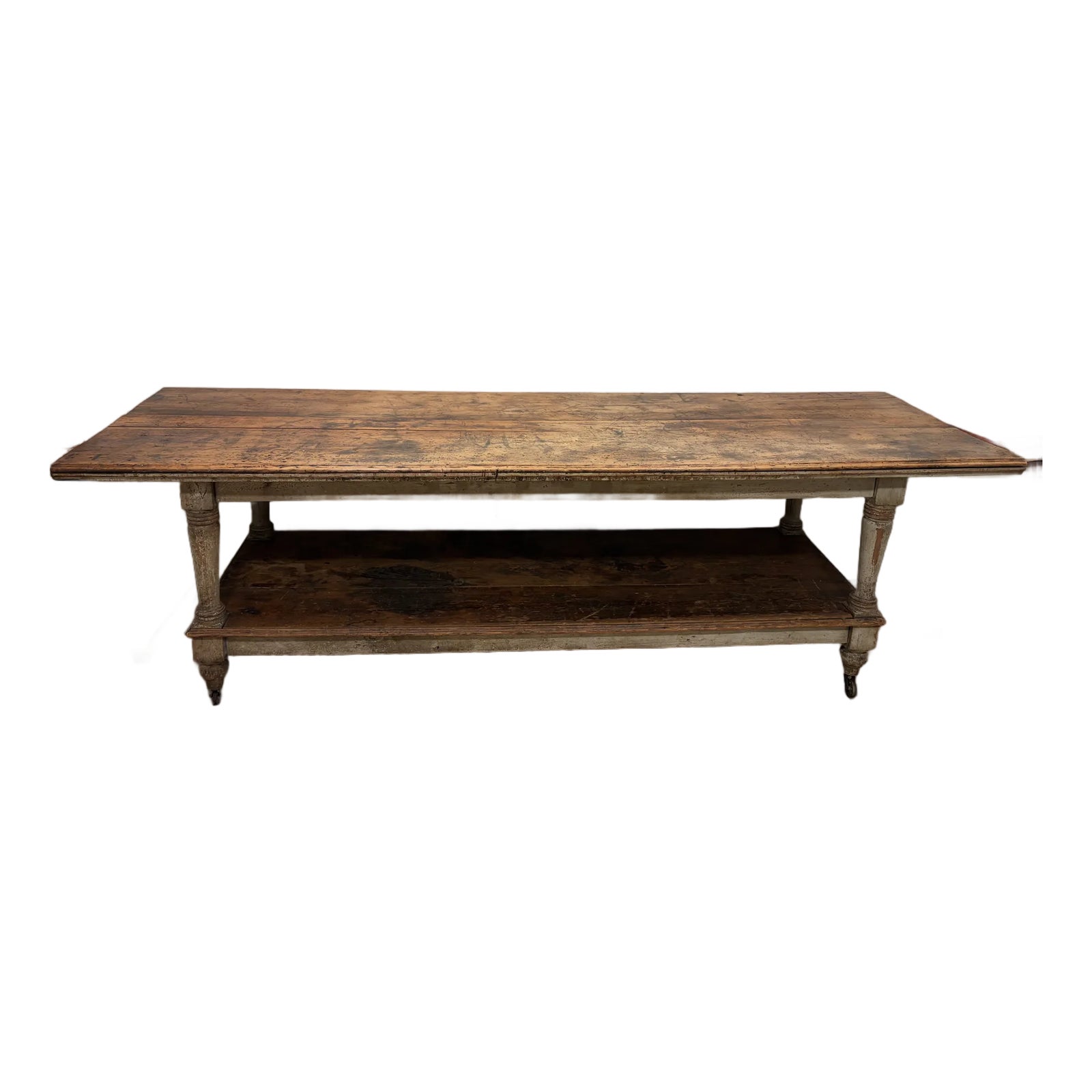 Antique Rustic 9-Ft General Store Kitchen Island / Sideboard Table With ...