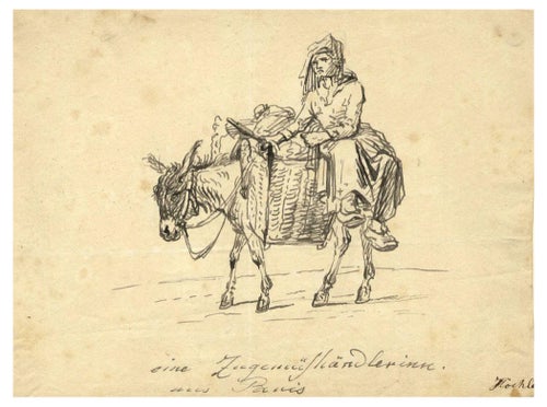 Johann Nepomuk Hoechle, Travelling Trader from Paris, Early 19th Century, Ink Drawing