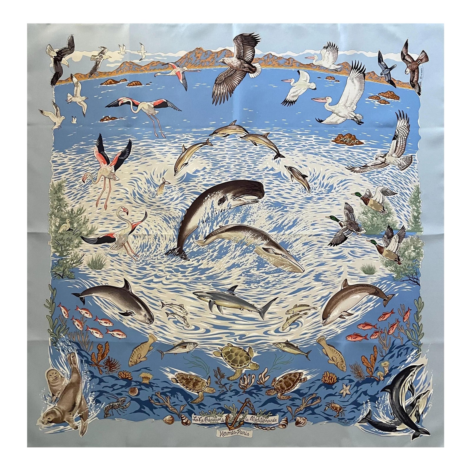 Hermès Silk Scarf « La Vie Précieuse De La Mediteranée », 1992