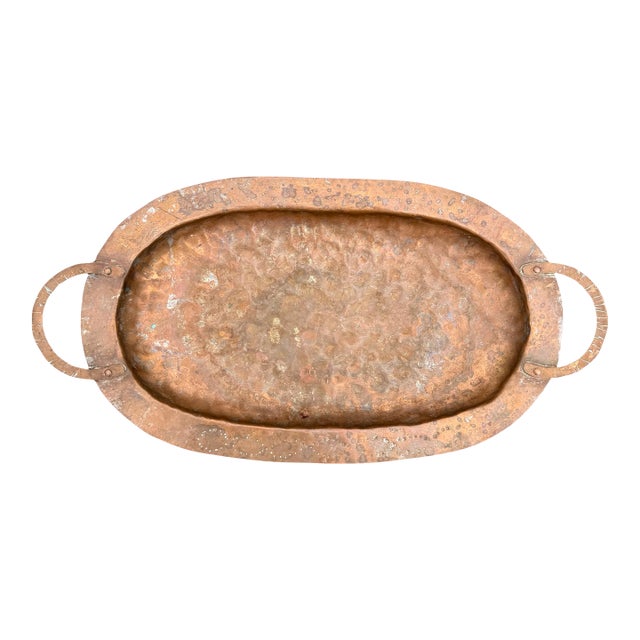 American Arts & Crafts Hammered Copper Tray For Sale