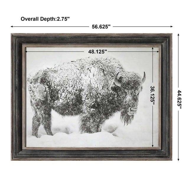 American Framed Snowy Buffalo Reproduction Print For Sale - Image 3 of 5