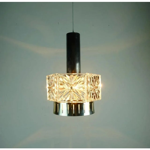 Mid-Century Hanging Lamp in Crystal Glass and Metal, 1960s For Sale - Image 8 of 11