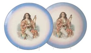 Large Faience Plates, Set of 2