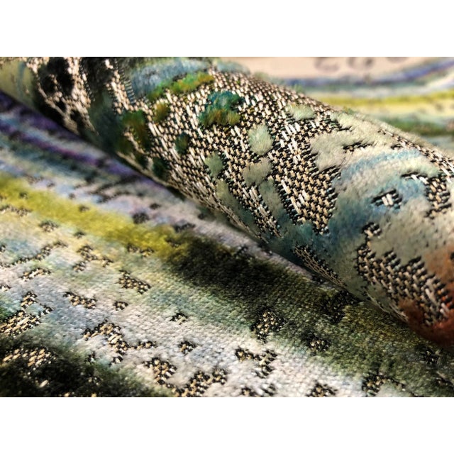 56" wide designer textured abstract distressed upholstery drapery fabric in silver, gray, royal blue, orange, aqua, green,...