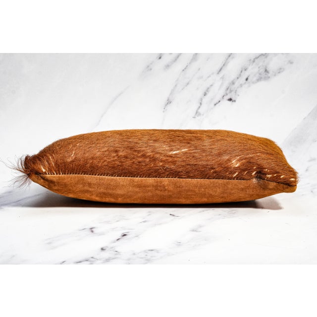 Lovely Vintage Small Cowhide Lumbar Accent Throw Pillow Western Home Decor For Sale In New York - Image 6 of 10