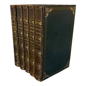 Fine Leather Bindings Horace Walpole's Books "Anecdotes of Painting in England" London 1826 - 5 Volumes