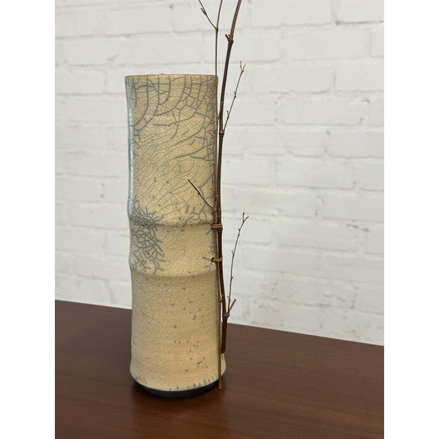 Beige Vintage Raku Vessel For Sale - Image 8 of 12