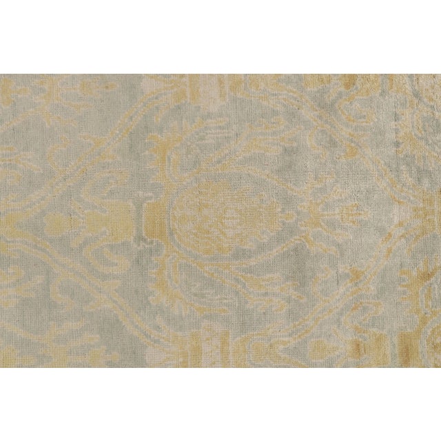 Modern Rug & Kilim’s Oushak Style Rug in Blue and Gold With Floral Patterns For Sale - Image 3 of 8
