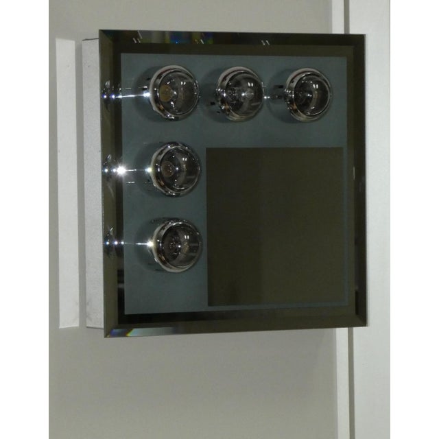 Metal Mirrored Cabinets with Matching Wall Lights, 1970s, Set of 4 For Sale - Image 7 of 18