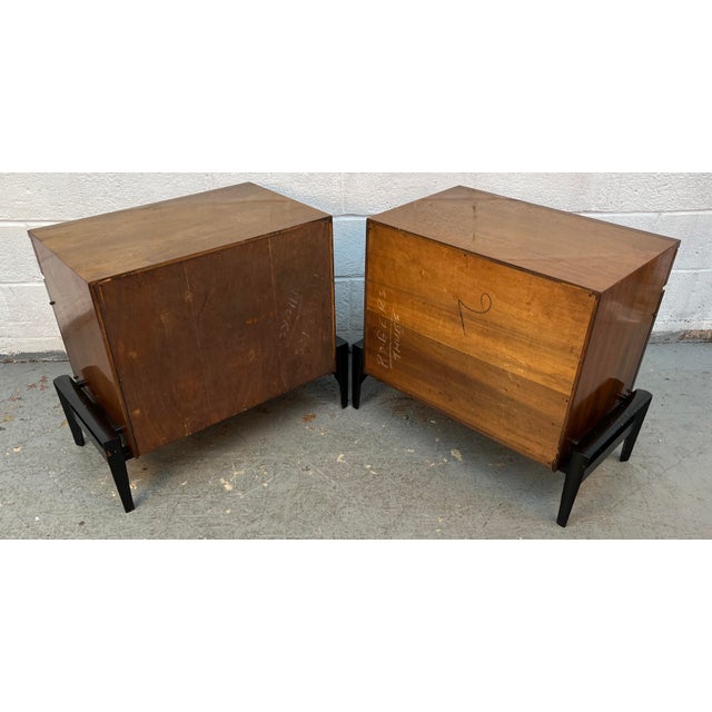 Brown Mid 20th Century Pair of Helen Hobey Walnut Nightstands by Baker Furniture, Attributed For Sale - Image 8 of 14
