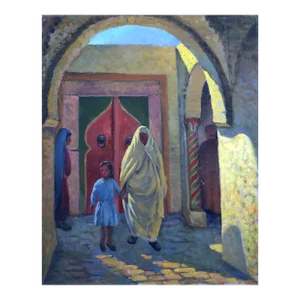Street Scene 2, Jalal Gharbi Oil on Canvas Painting