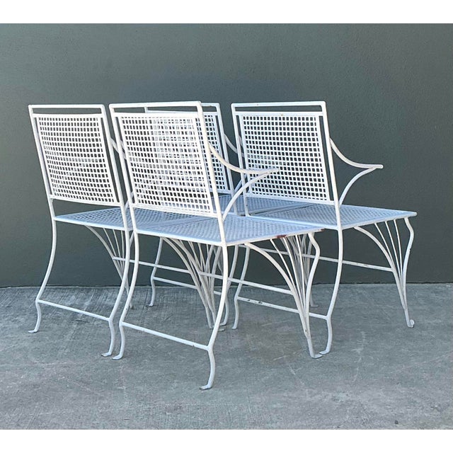 Metal Vintage MCM Wrought Iron Outdoor Dining Set of 5 For Sale - Image 7 of 13