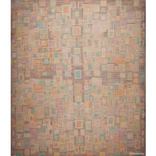 Large Soft Jewel Tone Color Mid Century Modern Geometric Modern Rug For Sale