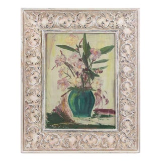 Sirio Pellegrini, Vase of Flowers, Oil on Board, 1964 For Sale