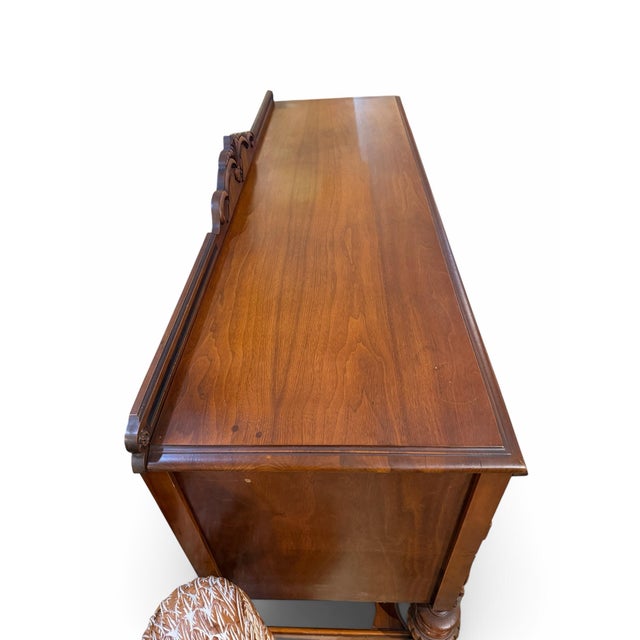 Early 20th Century Antique Jacobean Revival Mahogany Sideboard With Chevron Inlay For Sale - Image 5 of 11