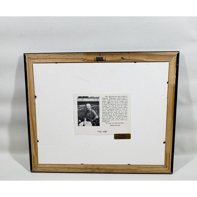 Forest Green 1960s "The Web" by Elton Bennett – Framed Offset Lithograph For Sale - Image 8 of 8