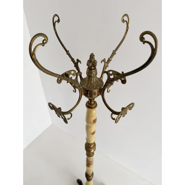 Italian Onyx Marble and Brass Coat Stand, 1960s For Sale - Image 14 of 18