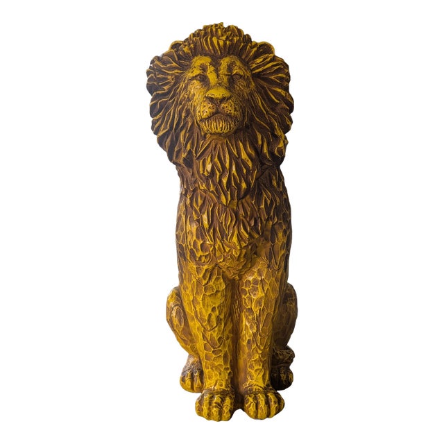1960s Hollywood Regency Style Gold Lion Sculpture Resin For Sale