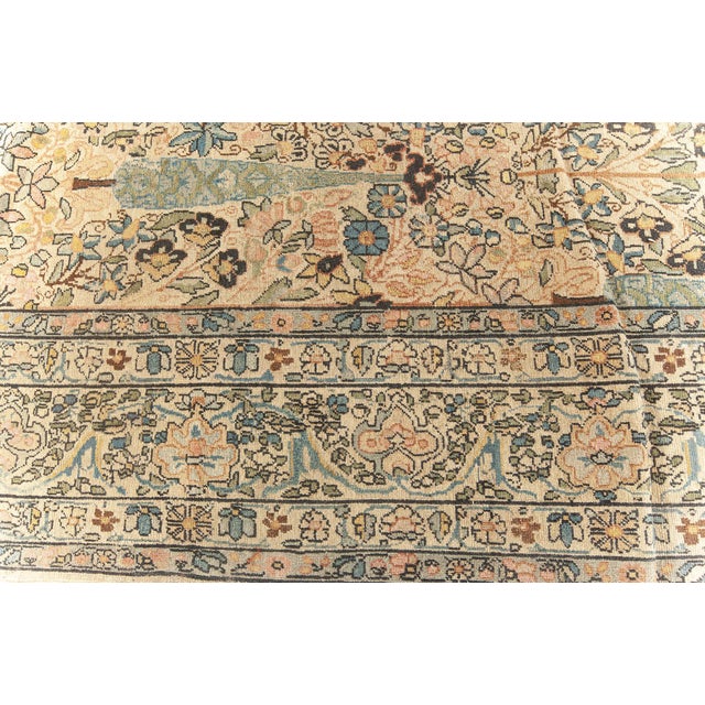 Early 20th Century Antique Persian Kirman Beige, Pastel Colors Handwoven Wool Carpet For Sale - Image 5 of 9