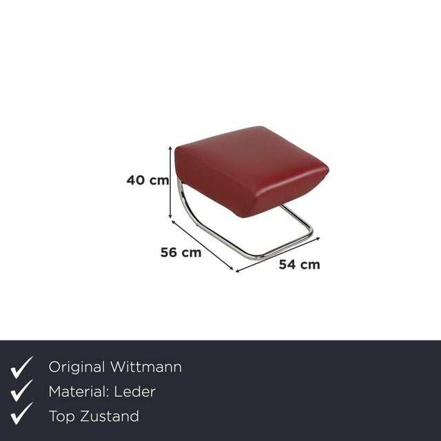 Modern Set of Leather Jolly Armchair and Ottoman in Red Wine from Wittmann For Sale - Image 3 of 12