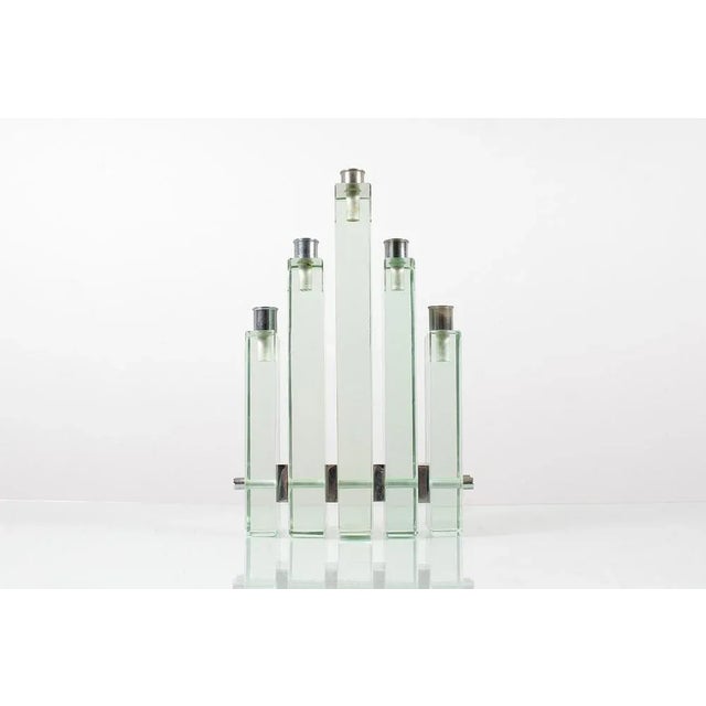 Thick Glass and Chromed Brass Candleholder by P. Chiesa for Fontana Arte, 1960s For Sale - Image 3 of 12