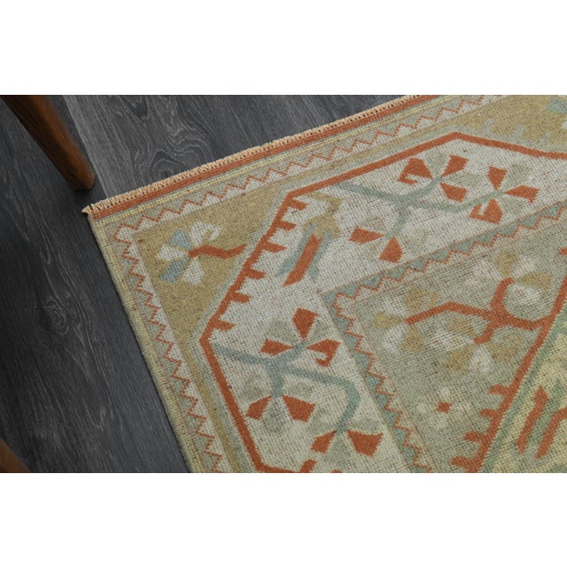 Orange 1970s Vintage Turkish Handmade Wool & Cotton Orange Area Rug For Sale - Image 8 of 11