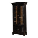 Traditional Tall Bookcase, 80" - Ebonized Walnut with Glass Display Doors For Sale