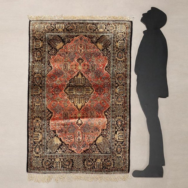 Kum silk rug, fine knot, hand-made. This piece is attributed to the mentioned designer/maker. It has no attribution mark...