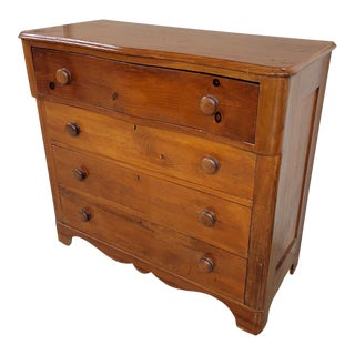 Antique American 4 Drawer Pine Chest of Drawers For Sale