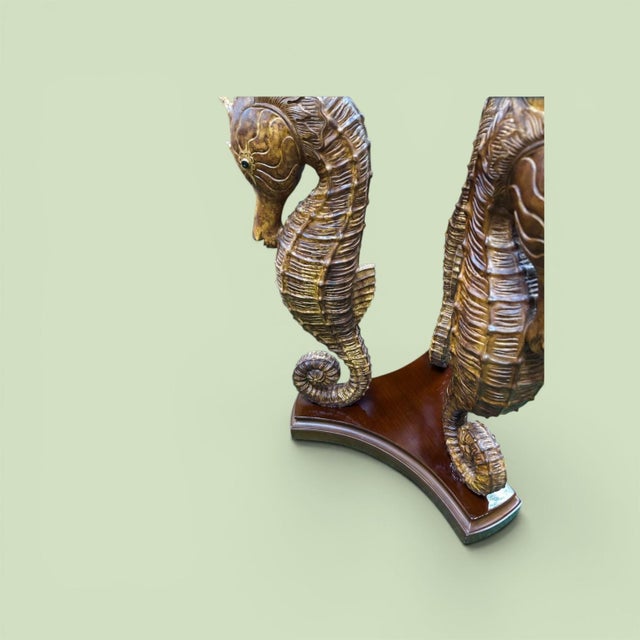 Mid-Century Modern Vintage Seahorse Table With Beveled Glass For Sale - Image 3 of 4