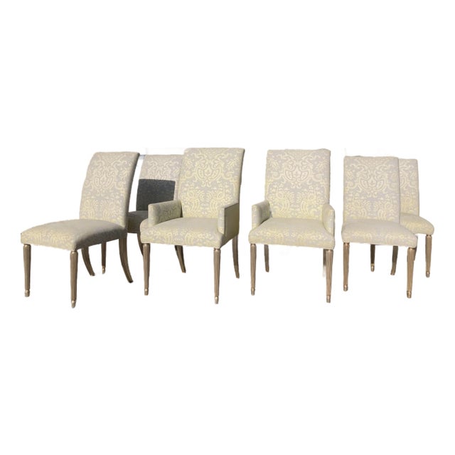 Fortuny Dining Chairs With Silver Leaf Finish - Set of 6 For Sale