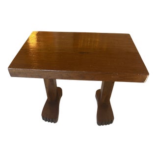 Late 20th Century Figurative Wooden Vintage Footstool With Carved Feet and Toes For Sale
