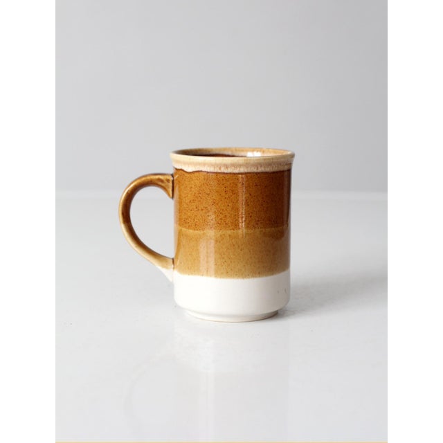 Vintage 1970s Brown Tan and Cream Ceramic Coffee Mug For Sale - Image 6 of 12