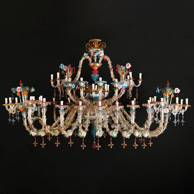 Murano glass chandelier, boat model, Rezzonico style, blown and handcrafted with ancient technique. The glass that makes...