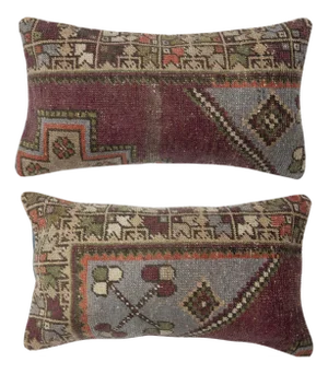 16"x28" SET OF 2 - Rug Lumbar Pillow Covers. A pair of Lace Pillow Covers