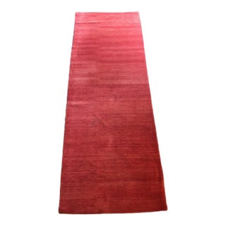 Contemporary Red Hand Woven Tibetan Runner- 3′ × 9′4″ For Sale