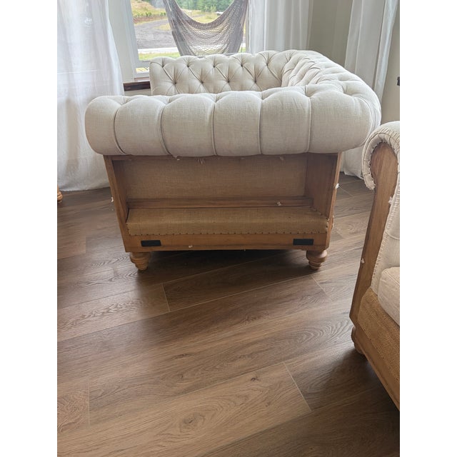 Set of 2 Restoration Hardware Deconstructed Chesterfield Chairs For Sale In Portland, OR - Image 6 of 12