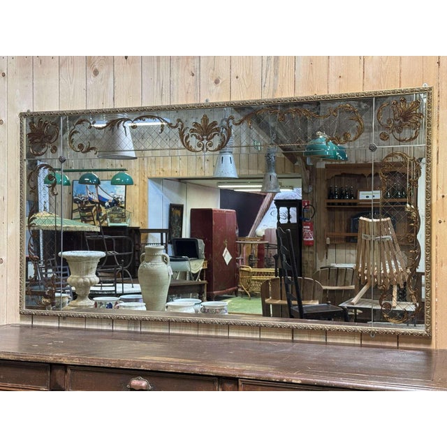 Glass Large Vintage Bistro Mirror, 1970s For Sale - Image 7 of 7