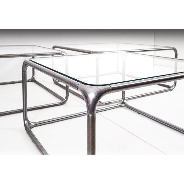 Lounge Coffee Tables in Glass & Metal, 1970s, Set of 3 For Sale - Image 16 of 18