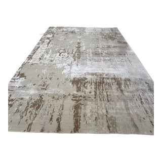 Rh Restoration Hardware Riva Hand-Knotted Rug — 9' × 12' Dove/Wheat | Wool & Viscose Blend For Sale