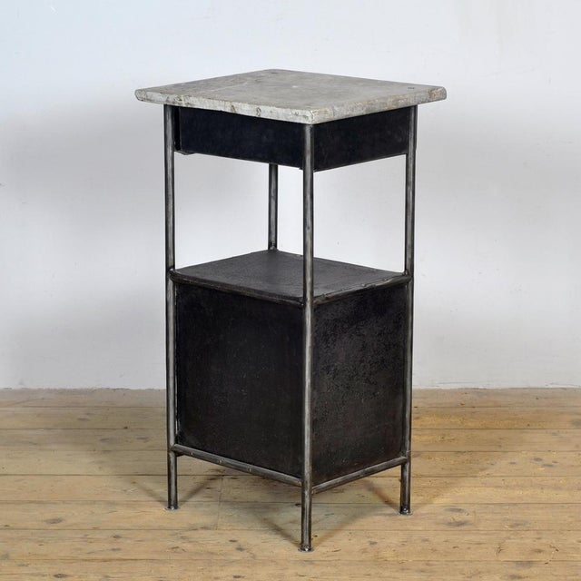 Antique Iron Bedside Table with Mable Top, 1910 For Sale - Image 12 of 13