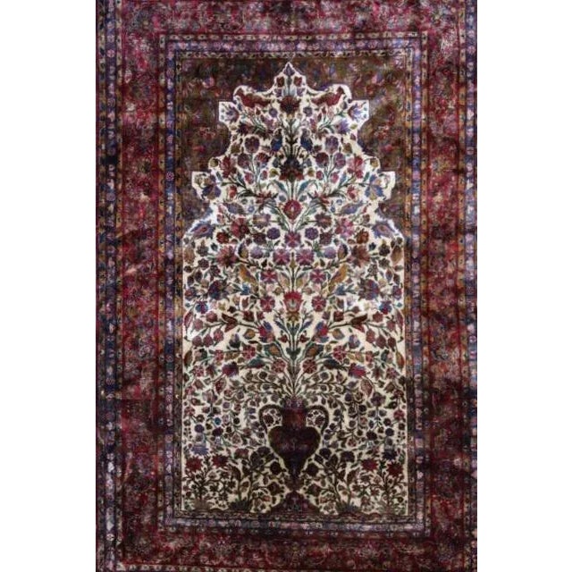 This master piece is a 100% silk pile genuine hand made exceptionally fine Persian Silk Kashan with tree of life pattern-