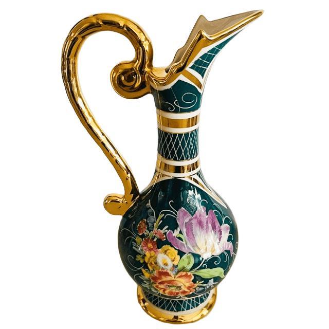 Vintage Baroque Floral Vase by H. Bequet 1950s For Sale - Image 5 of 10