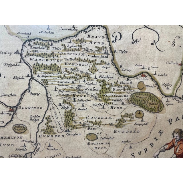 Rare Original Antique Hand Colored European Map Berkshire Blaeu 1646 2-Sided For Sale - Image 11 of 18
