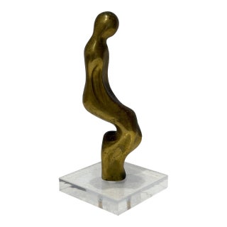 Brazilian Modernist Figurative Sculpture on Lucite Base, 1980s For Sale