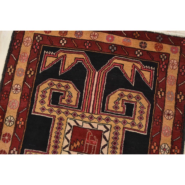 Ardabil Runner 3’9” X 9’7” Blue Wool Vintage Tribal Hand-Knotted Oriental Rug For Sale In Philadelphia - Image 6 of 15