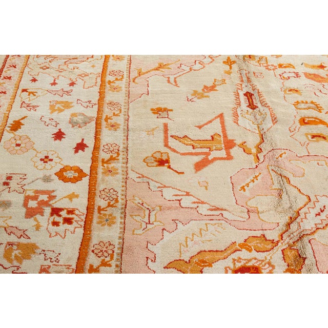 Antique Turkish Oushak Rug  Botanical Elegance in Soft Pastels For Sale - Image 4 of 8