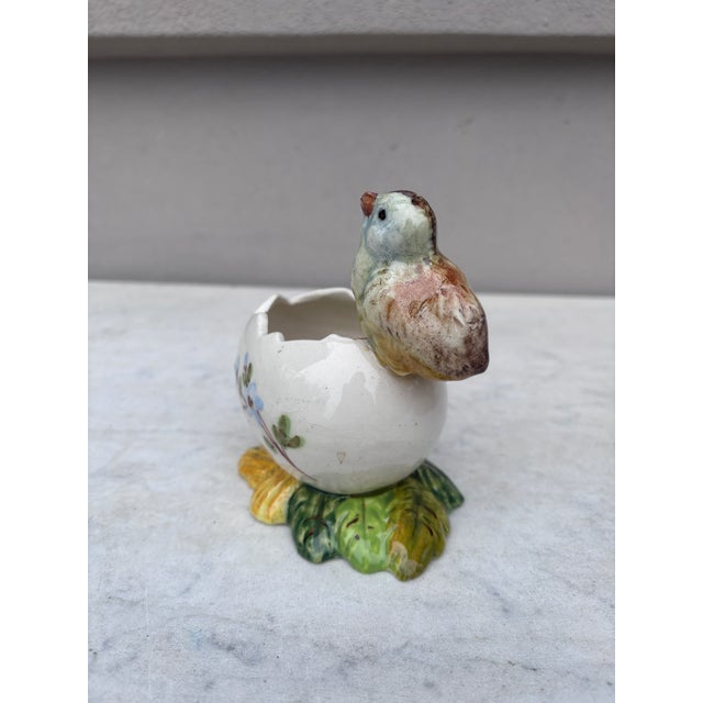 1900 - 1909 Majolica Chick With Egg Vase Jerome Massier Circa 1900 For Sale - Image 5 of 7