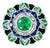 1920s 18K White Gold Sapphire Emerald Onyx Diamond Art Deco Ring Band Estate, Size 6.5 For Sale